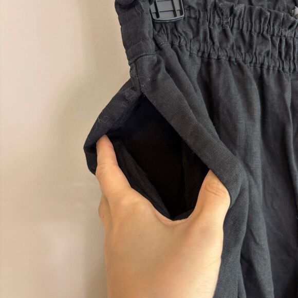 Anthropologie Black 100% Linen Wide Leg Pull On Pants Size Medium - Picture 5 of 11